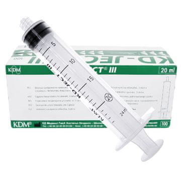 shumee 20 ml brizgalka z luer lock nastavkom, tridelna, KD-JECT III, 100 kosov.