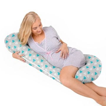 shumee Nosečniška blazina tipa C za spanje na boku in dojenje - turkizna srca