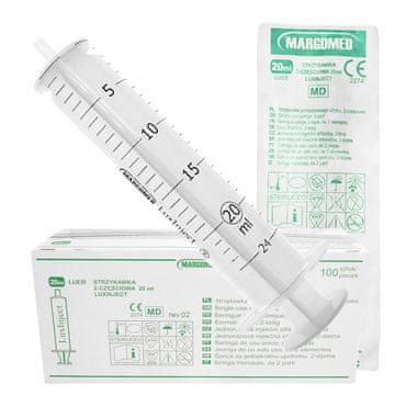 shumee 20 ml Luerjeva dvodelna brizga LuxInject Margomed 100 kosov
