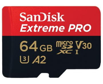 shumee Pomnilniška kartica SanDisk MicroSDXC Extreme Pro 64GB 200MB/s A2 V30 z SD adapterjem