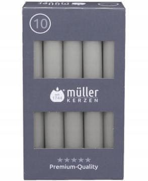 shumee TRADICIONALNA NAMIZNA SVEČA SIVA BREZ DIŠAVE 18,5 CM 10 KOSOV