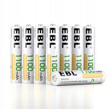 shumee Komplet EBL z 8 baterijami AAA 1100mAh 1,2V Ni-MH
