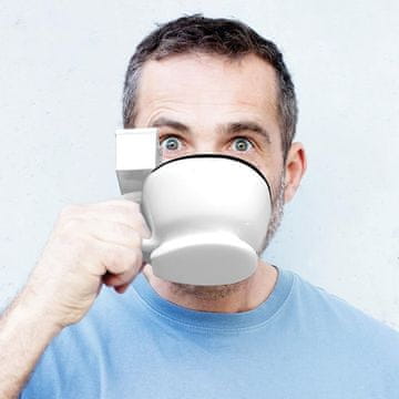 shumee TOALETNA SKODELICA SMEŠNO DARILO ZA FANTJA KAVNE SKODELICE BELA KERAMIČNA BELA