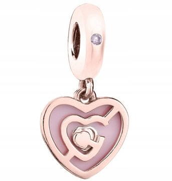 shumee Pozlačen obesek v obliki visečega srca, roza emajlirano srce, SREBRO 925
