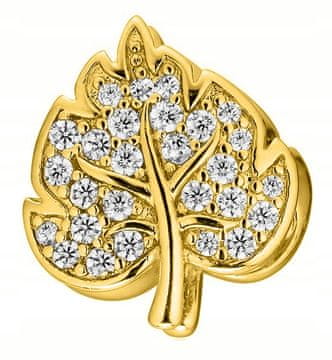 shumee Obesek z zlatimi lističi iz belih cirkonov z lističi cirkonov SREBRO 925