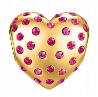 shumee Zlati obesek v obliki srca z rdečimi cirkoni in kristali v obliki srca SREBRO 925