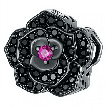 shumee Obeski za Pandora obesek z odprto črno vrtnico