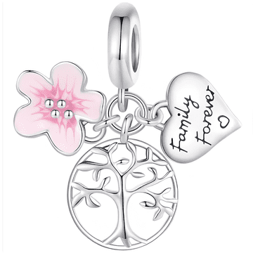 shumee Obeski za Pandora obesek Obesek Drevo življenja Srce Cvet Srebro 925 Trusky Obeski