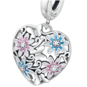 shumee Obeski za Pandora obesek s cvetličnim srcem, srebro 925