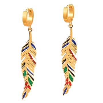 shumee Zlati uhani iz perja, viseči uhani iz nerjavečega jekla