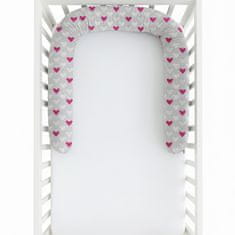 shumee Minky blazina za otroško posteljico na kolesih 200 cm - roza srčki