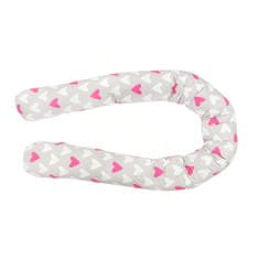 shumee Minky blazina za otroško posteljico na kolesih 200 cm - roza srčki