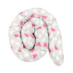 shumee Minky blazina za otroško posteljico na kolesih 200 cm - roza srčki
