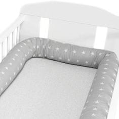 shumee Minky blazina za otroško posteljico na kolesih 200 cm - sive zvezdice