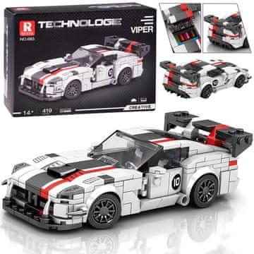 shumee Tehnični bloki Super športni avto BELI VIPER spojler 419 kosov ZA5784