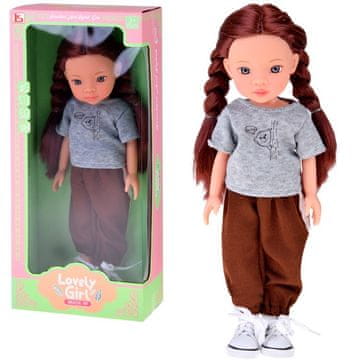 shumee Čudovita punčka deklica z dolgimi rjavimi lasmi v športni obleki 33 cm ZA5849