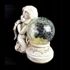 shumee Figurica sedečega angela varuha iz sončne sveče za vrt ali grob