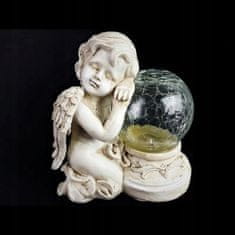 shumee Figurica sedečega angela varuha iz sončne sveče za vrt ali grob