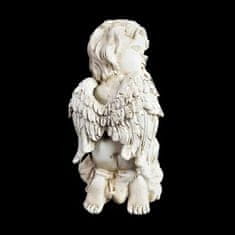 shumee Figurica sedečega angela varuha iz sončne sveče za vrt ali grob