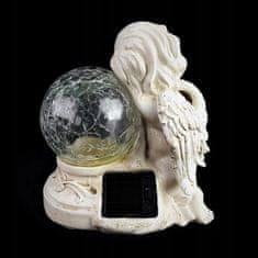 shumee Figurica sedečega angela varuha iz sončne sveče za vrt ali grob