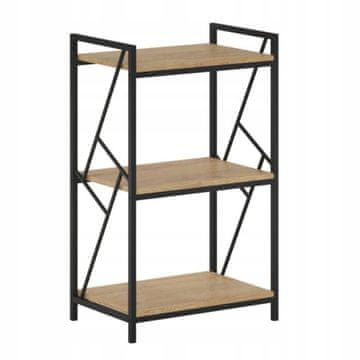 shumee NIZKA LOFT NARAVNA HRASTOVA polica za DNEVNO SOBO Furnitex 3 police Furnitex