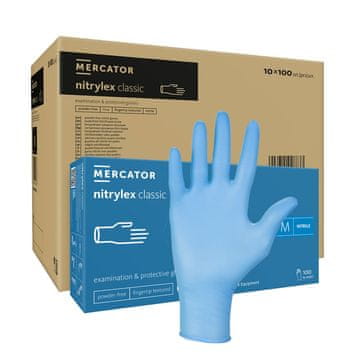 shumee Nitrilne rokavice M modre Mercator Nitrylex Classic 100 kosov v kartonu 10 kosov