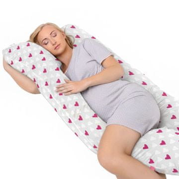 shumee Vzglavnik za nosečnice tipa U za spanje na boku in dojenje - roza srca