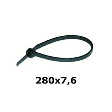 Kabelske vezice 290 x 7,6 mm UV kabelske vezice črne 100 kosov.