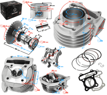 shumee Moretti 80cc cilinder in glava za skuter GY6, brez recirkulacijskega ventila