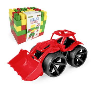 shumee Wader 64503 - Maximus Red Buldožer + gradbeni bloki 78 kosov.