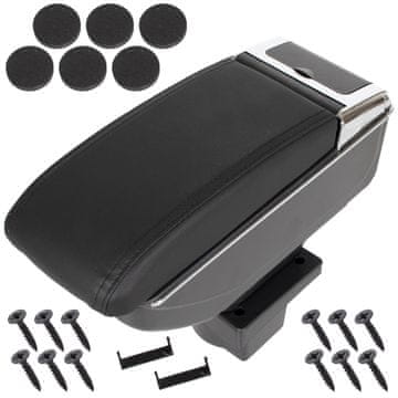 shumee Škoda Octavia II 04-13 naslon za roke s predalom ČRNO EKO USNJE + komplet za montažo