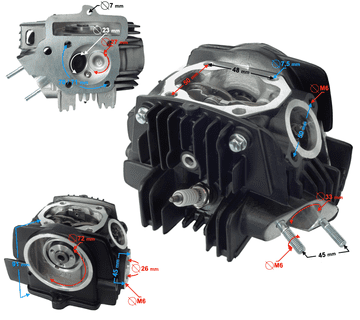 shumee Glava valja za 4T 130cc 154FMI zračno hlajen moped