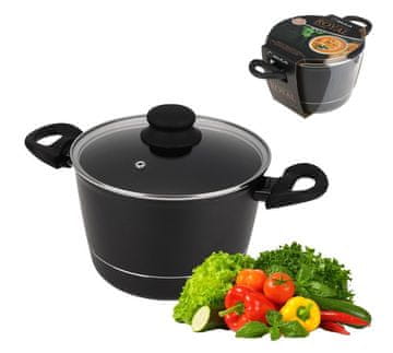 shumee Visok aluminijast lonec s pokrovom ROYAL 20 cm 3,2 l nelepljiv premaz dyflon steklen pokrov plinska indukcija