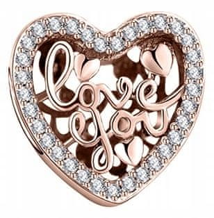 shumee Pozlačen obesek v obliki srca I Love You s kubičnim cirkonijem iz 925 SREBRA