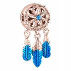 shumee Pozlačen modri obesek lovilec sanj s kristali kubičnega cirkonija SREBRO 925