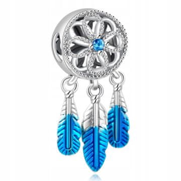 shumee Srebrno moder obesek lovilec sanj s kristali kubičnega cirkonija 925 SREBRO