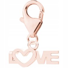 shumee Pozlačen obesek Love z napisom Heart Love, srebro 925