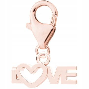 shumee Pozlačen obesek Love z napisom Heart Love, srebro 925