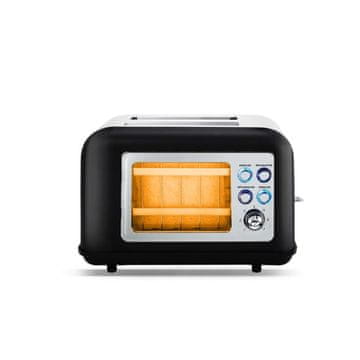 Kitchen Chef TOASTEO GLASS BLACK retro opekač kruha z oknom