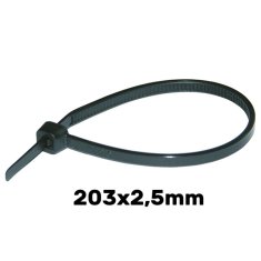 Kabelske vezice 203 x 2,5 mm UV črne 100 kosov