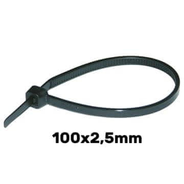 Kabelske vezice 100 x 2,5 mm UV črne 100 kosov