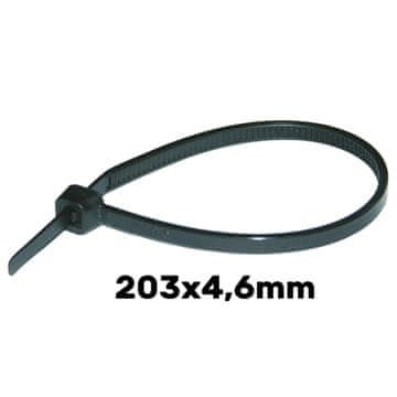 Kabelske vezice 203 x 4,6 mm UV črne 100 kosov