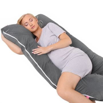 shumee Žametna vzglavnik za nosečnice tipa U za spanje na boku in dojenje - temno siv