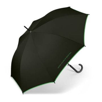 shumee Benetton zložljivi dežnik dolg avtomatski črno-zelen