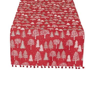shumee Božični prt 40x140 Zimska magija rdeča