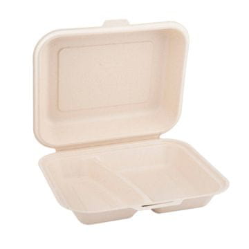 shumee Menubox iz sladkornega trsa, dvodelen, dvoslojen, 1500 ml, 24,1 x 21 x 4 cm, 50 kosov.