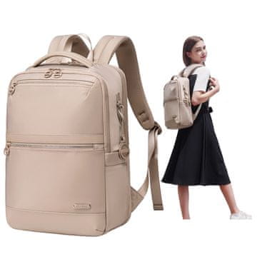 shumee Ženski mestni nahrbtnik bež, eleganten za delo in študij, stilski ženstven CHANTRIA CB00766 kaki