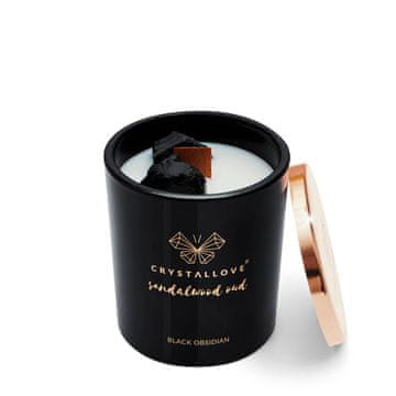 CRYSTALLOVE CRYSTALLOVE Sojina sveča iz črnega obsidijana - sandalovine oud 400g