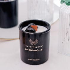 CRYSTALLOVE CRYSTALLOVE Sojina sveča iz črnega obsidijana - sandalovine oud 400g