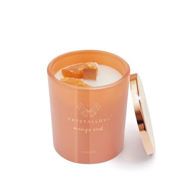 CRYSTALLOVE CRYSTALLOVE Sojina sveča s kalcitom in mangovim oudom 400 g - omejena izdaja